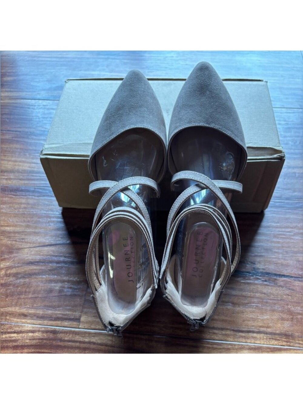 JC Journey Collection Marlee SZ 11 Women’s Flats Gray Ankle Strap Shoes 1026 - Picture 4 of 5